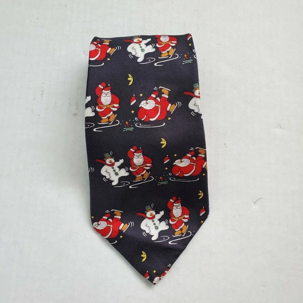 Ice Skating Santa Snowman Christmas Holiday Novelty Neck Tie American Traditions - Picture 5 of 6